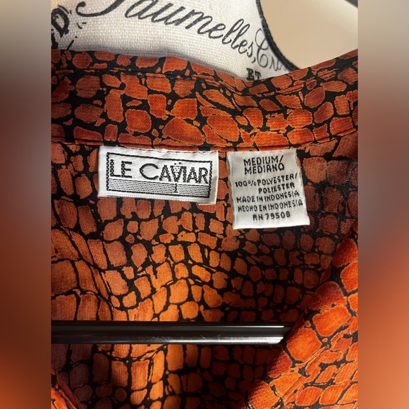 Le Caviar Bold Vintage Button-Up Top - Crocodile Print - Picture 3 of 3